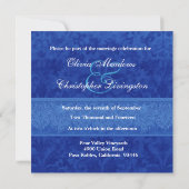 Royal Blue Damask en Lace Wedding Invitation Kaart (Achterkant)