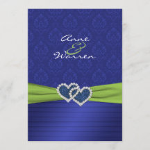 Royal Blue Damask en Pleats Chartreuse