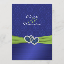 Royal Blue Damask en Pleats Chartreuse Kaart