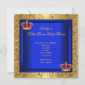 Royal Blue Damask Gold Baby shower Boy Kaart (Achterkant)