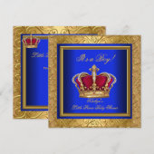 Royal Blue Damask Gold Baby shower Boy Regal Kaart (Voorkant / Achterkant)