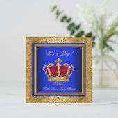 Royal Blue Damask Gold Baby shower Boy Regal Kaart (Staand voorkant)