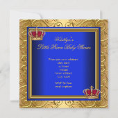 Royal Blue Damask Gold Baby shower Boy Regal Kaart (Achterkant)