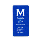 Royal Blue Damask Monogram V568 Etiket (Voorkant)
