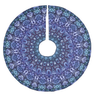 Royal Blue Damask Pattern Kerstboom Rok