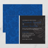 Royal Blue Damask Wedding Invitations Kaart (Voorkant / Achterkant)