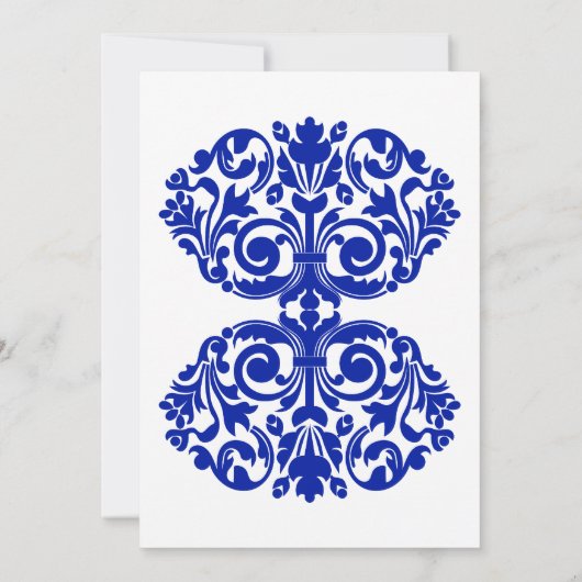 Royal Blue Damask Wedding Kaart (Achterkant)
