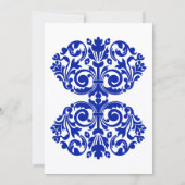 Royal Blue Damask Wedding Kaart (Achterkant)