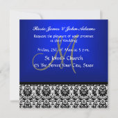 Royal Blue Damask Wedding Uitnodiging (Voorkant)