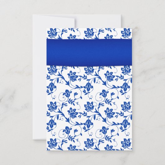 Royal Blue Damask Zonnebloem Bruiloft RSVP Kaart (Achterkant)
