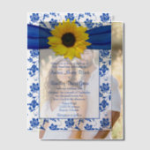 Royal Blue Damask Zonnebloem bruiloft Vellum Uitnodigingen (Offset (Koppel))