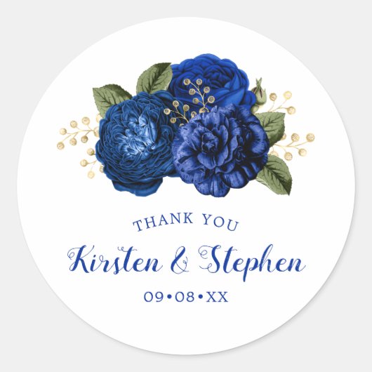 Royal Blue dank u bruiloft Vrijgezellenfeest gunst Ronde Sticker (Voorkant)