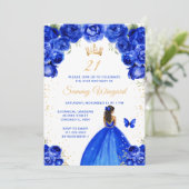 Royal Blue Dark Skin Prinses Verjaardagsfeest Kaart (Staand voorkant)