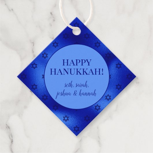Royal Blue Davidster Hanukkah Persoonlijk Bedankjes Labels (Voorkant)