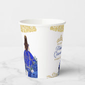 Royal Blue des Quinceañera Crown Birthday Pape Papieren Bekers (Links)
