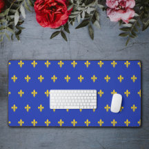 Royal Blue Desk Mat met gouden Fleur de Lis