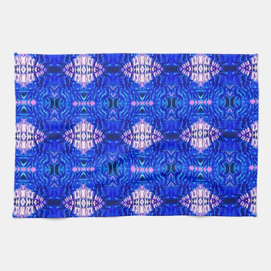 royal blue diamant and hippie tiedye tapijt theedoek (Horizontaal)