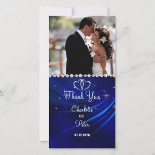 Royal Blue Diamanten/Harten Dank Je Foto Kaart