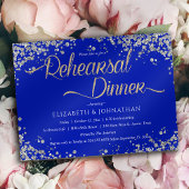 Royal Blue Diamanten Minimal Rehearsal Dinner Invi Kaart