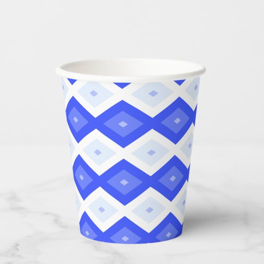 Royal blue diamond pattern papieren bekers (Voorkant)