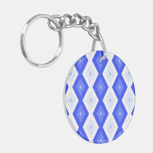 Royal blue diamond pattern sleutelhanger (Voorkant Links)