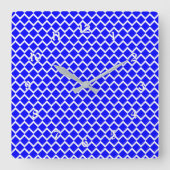 Royal Blue Diamond Pattern Vierkante Klok (Voorkant)