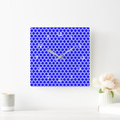 Royal Blue Diamond Pattern Vierkante Klok (Huis)