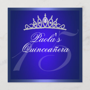 Royal Blue Diamond Quinceañera Tiara uitnodiging