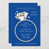 Royal Blue Diamond Rond Bridal Shower Kaart (Voorkant / Achterkant)