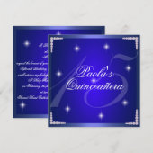 Royal Blue Diamond Sparkles Quinceañera uitnodigin Kaart (Voorkant / Achterkant)