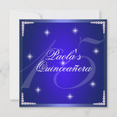 Royal Blue Diamond Sparkles Quinceañera uitnodigin Kaart (Voorkant)