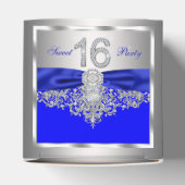 Royal Blue Diamond Sweet 16 Bedankdoosjes (Bovenkant)