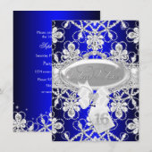 Royal Blue Diamond Tiara Princess Sweet 16 Invite Kaart (Voorkant / Achterkant)