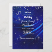 Royal Blue Diamonds en Hearts Wedding Kaart (Voorkant)
