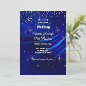 Royal Blue Diamonds en Hearts Wedding Kaart (Staand voorkant)