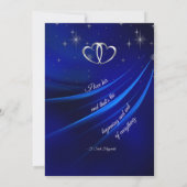 Royal Blue Diamonds en Hearts Wedding Kaart (Achterkant)