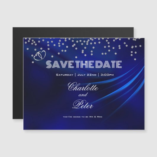 Royal Blue Diamonds harten sparenThe Date Magnetic (Voorkant / Achterkant)