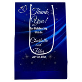 Royal Blue, Diamonds & Hearts Medium Cadeauzakje (Achterkant)