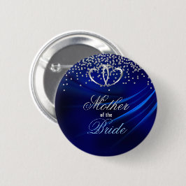 Royal Blue Diamonds/Hearts Moeder of the Bride Ronde Button 5,7 Cm