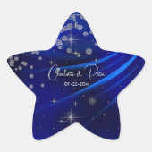 Royal Blue Diamonds & Hearts Stars Wedding Ster Sticker (Voorkant)