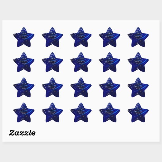 Royal Blue Diamonds & Hearts Stars Wedding Ster Sticker (Vel)