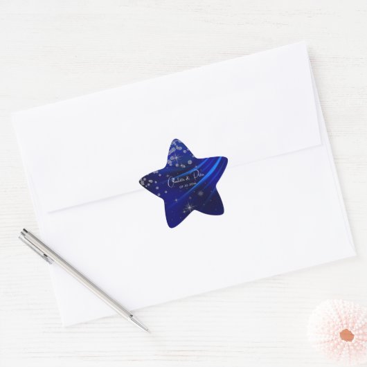 Royal Blue Diamonds & Hearts Stars Wedding Ster Sticker (Envelop)