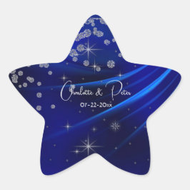 Royal Blue Diamonds & Hearts Stars Wedding Ster Sticker