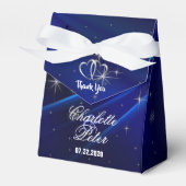 Royal Blue Diamonds/Hearts Wedding Favor Boxes Bedankdoosjes (Voorkant Zijde)