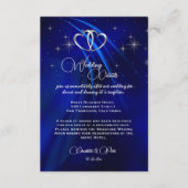 Royal Blue, Diamonds & Hearts Wedding Informatiekaartje (Voorkant)