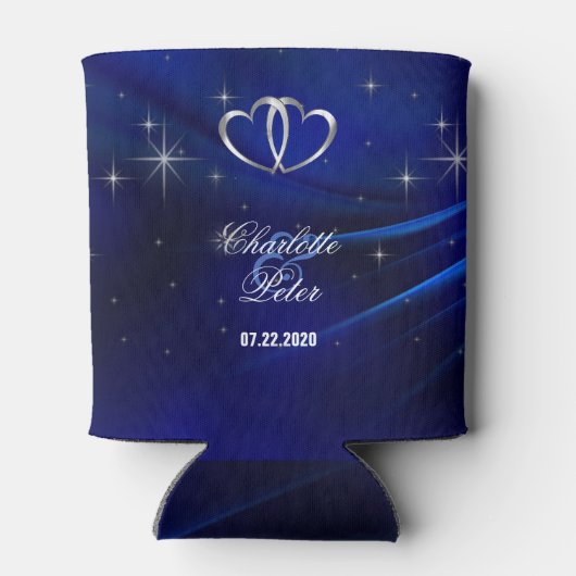 Royal Blue Diamonds/Hearts Wedding Koelbox Blikjeskoeler (Achterkant)