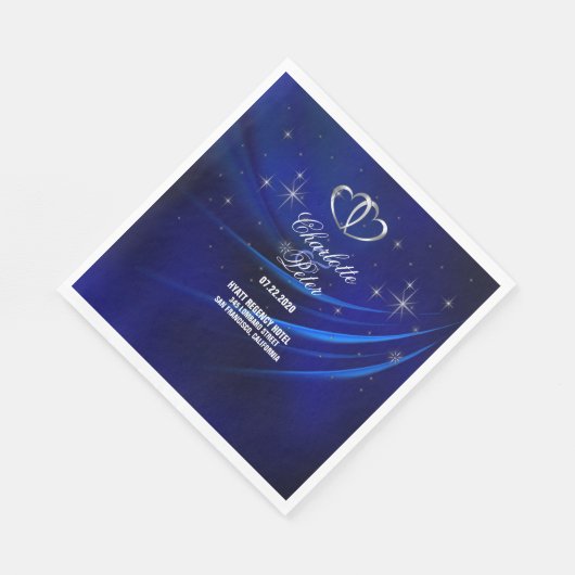 Royal Blue Diamonds/Hearts Wedding Paper Napkins Servet (Hoek)