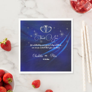 Royal Blue Diamonds/Hearts Wedding Paper Napkins Servet