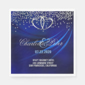Royal Blue Diamonds/Hearts Wedding Paper Napkins Servetten (Voorkant)
