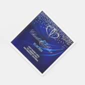 Royal Blue Diamonds/Hearts Wedding Paper Napkins Servetten (Hoek)